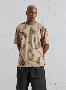 纽约潮牌Profound Foundation支线 满印腰果花 沙色 宽松短袖T恤