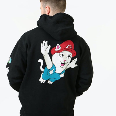 美国潮牌ripndip nermio hoodie贱猫恶搞马里奥 宽松情侣卫衣帽衫