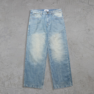 Profound Foundation支线 塔图姆上身 洗水做旧宽松阔腿牛仔裤