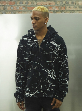 纽约潮牌Profound Foundation支线 大理石纹 做旧 半开拉链卫衣