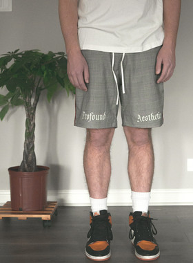 纽约潮牌Profound Foundation支线 格纹条纹弹力速干四分短裤清仓