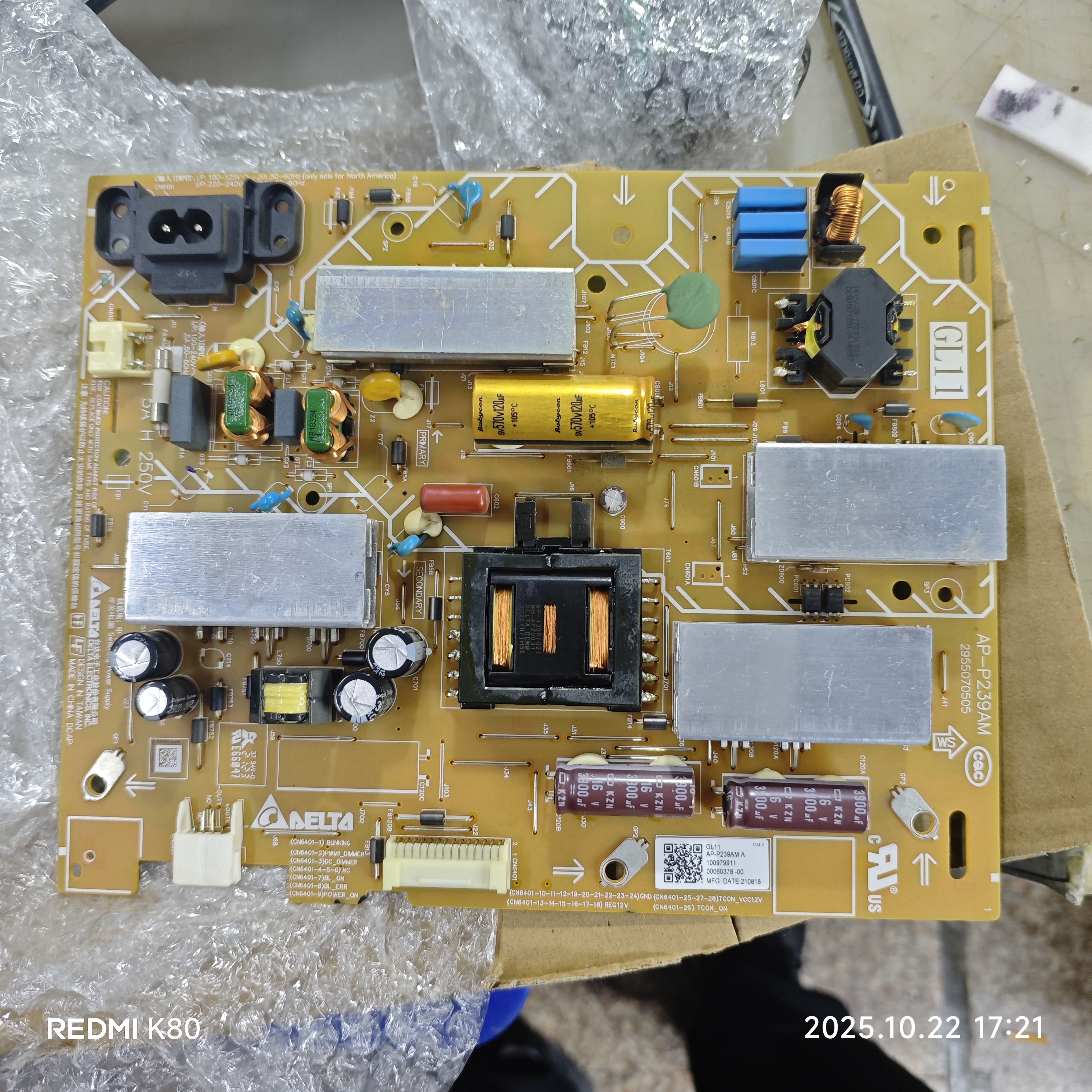 原装索尼KD-43X80K/43X85K/43X85J电源板 AP-P239AM 2955070505