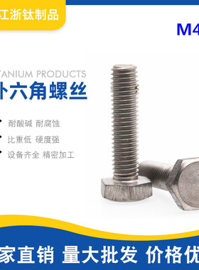 TA2纯钛外六角螺丝 钛合金耐腐M4×10 25 30 35 40 45 50-120mm