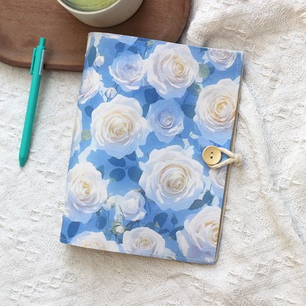 原创白巧玫瑰A5A6A7布艺本子活页手帐本记事日记日程礼物集章随身