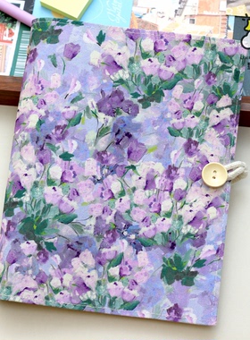 星云里紫色桔梗原创A5A6布艺本子活页手帐记事日记礼物集章日程