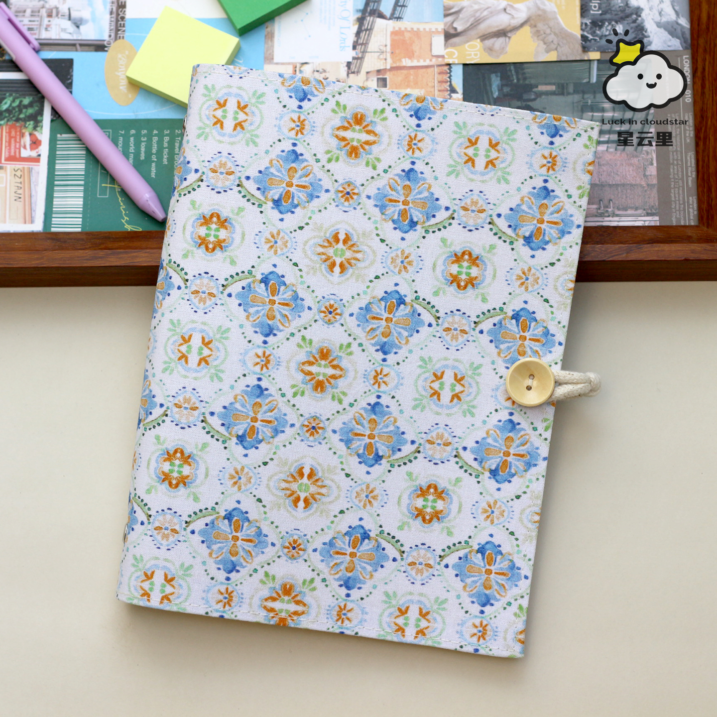 星云里水彩唐花原创A5A6布艺本子活页手帐记事日记礼物集章日程,文具电教/文化用品/商务用品,手帐/日程本/计划本,淘宝优惠券,粉丝福利购,淘宝优惠卷