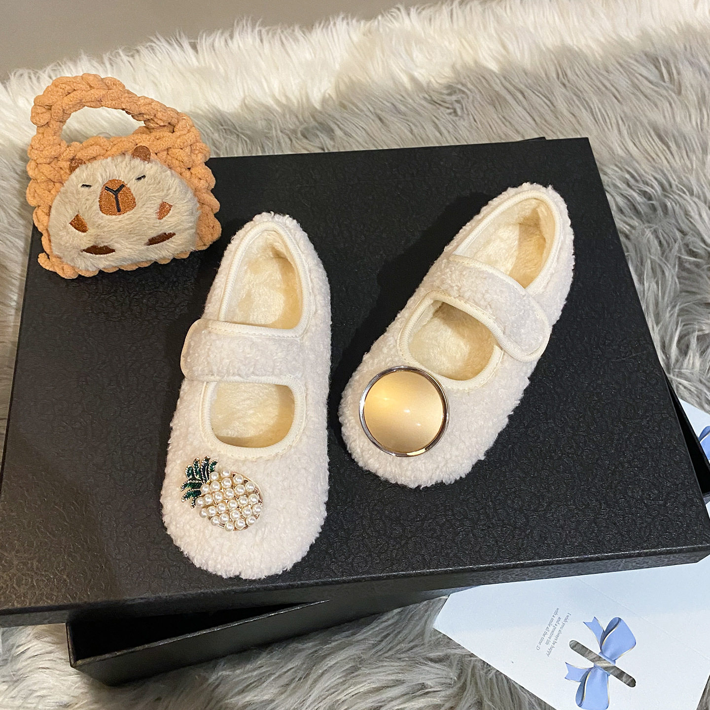 女童二棉鞋外穿儿童毛毛鞋平跟软底舒适轻便洋气宝宝豆豆鞋保暖鞋,童鞋/婴儿鞋/亲子鞋,棉鞋,淘宝优惠券,粉丝福利购,淘宝优惠卷