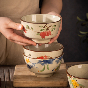 中式陶瓷米饭碗5寸家用饭碗新国风水果沙拉碗高颜值个人专用小碗