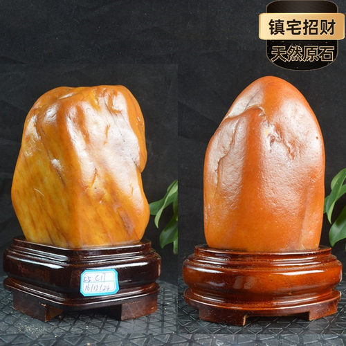 黄蜡石客厅摆件黄龙玉石摆设装饰