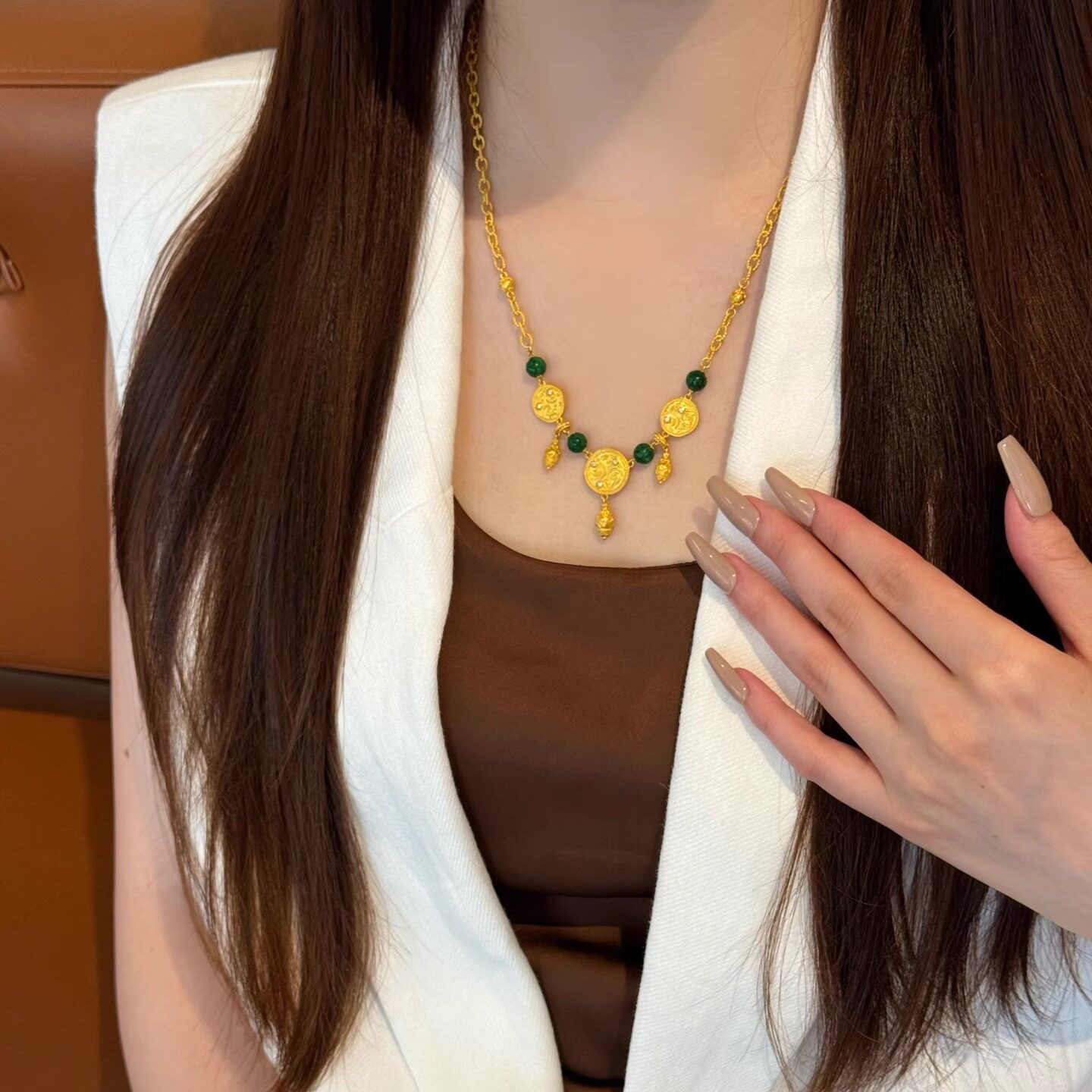 深圳黄金女项链足金999女神礼物新款套链国潮足金带证书支持复检