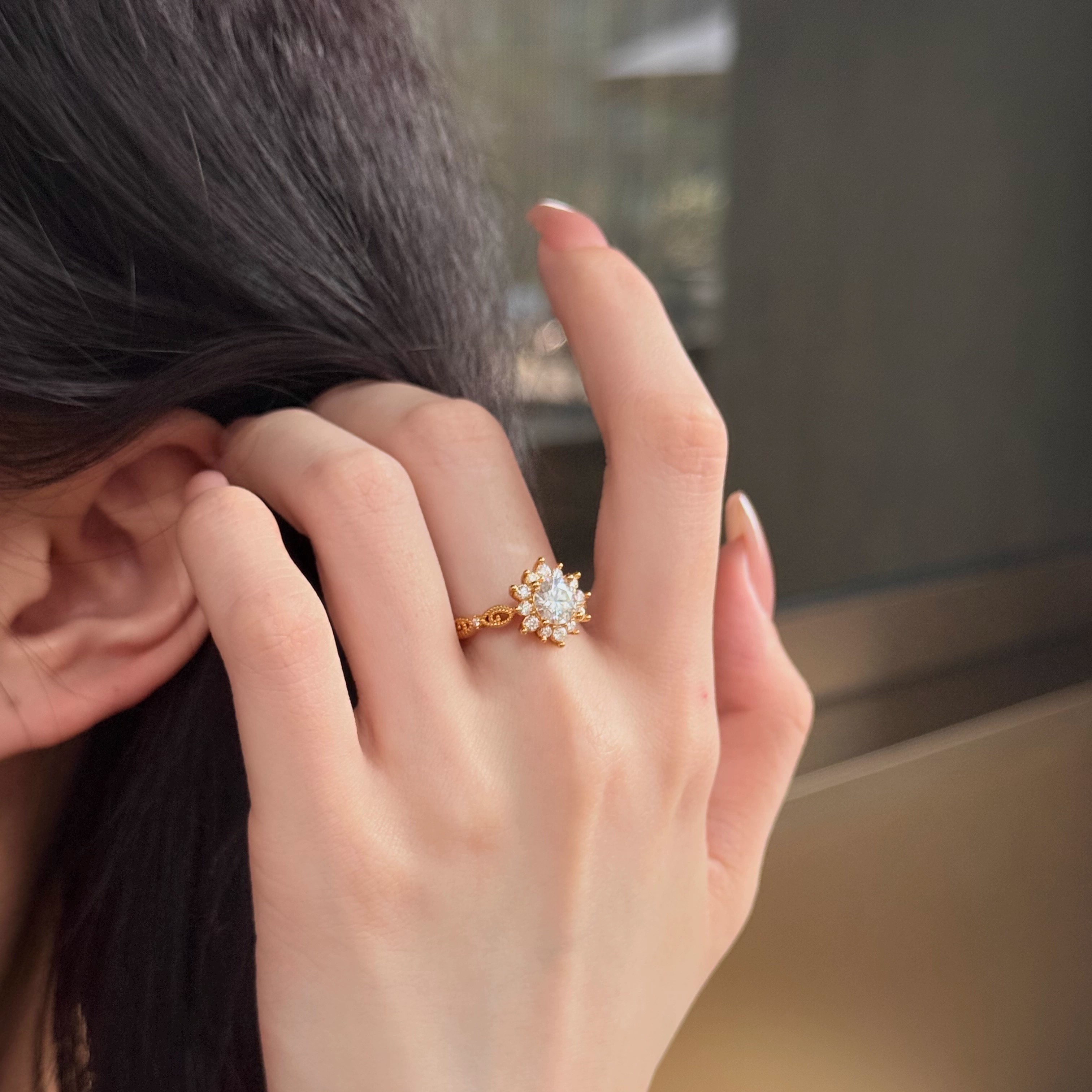 低调结婚戒指黄金足金999莫桑钻轻奢高级感出镜女戒足金支持复检