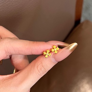 黄金耳钉十字星克罗风格 潮流小耳钉男女可佩戴足金AU999支持复检