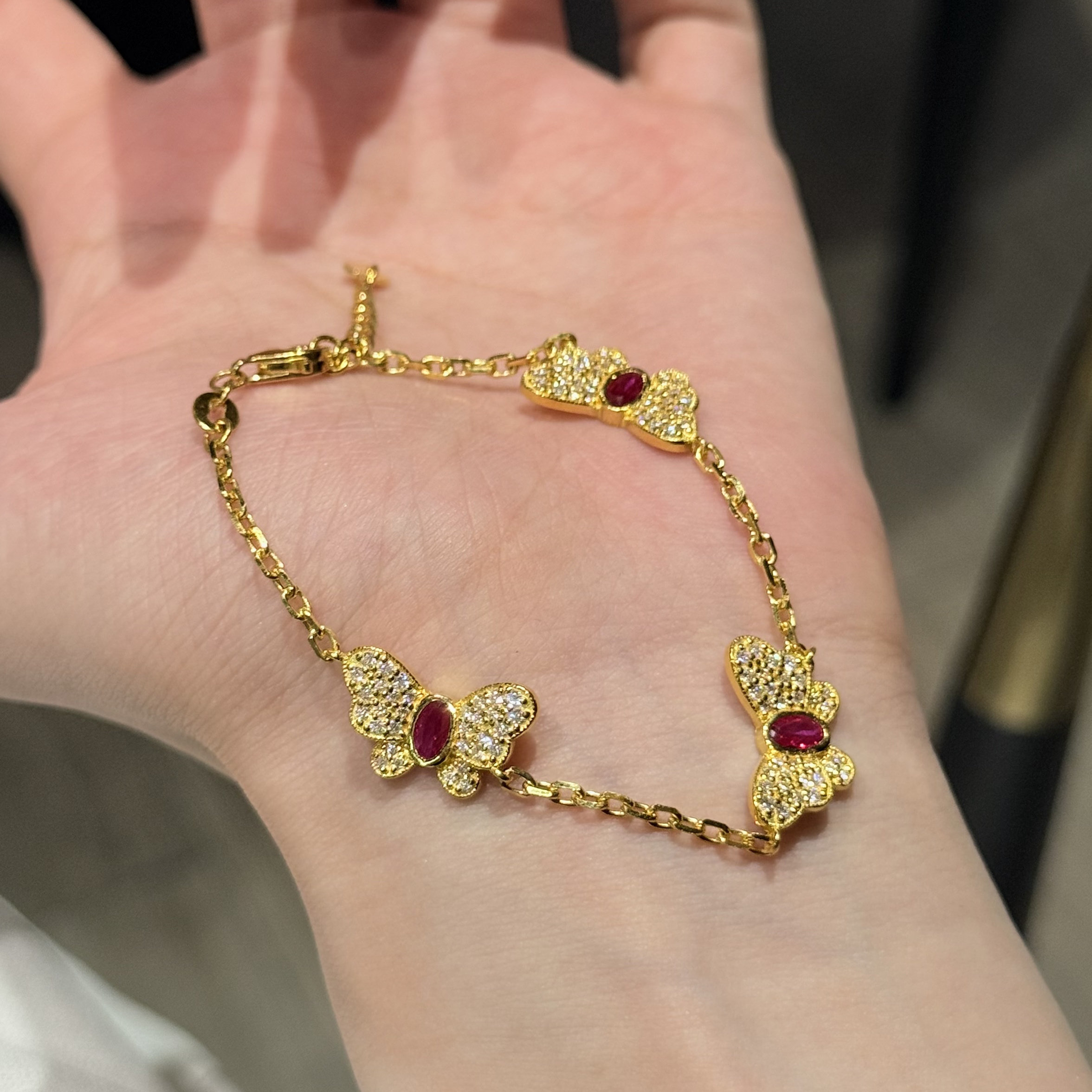 黄金手链女士港风时尚休闲蝴蝶足金999手链真金支持复检假一赔三