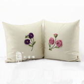 玫瑰花手工丝带绣抱枕靠垫大靠背套午睡枕艺术靠包沙发送枕芯 包邮
