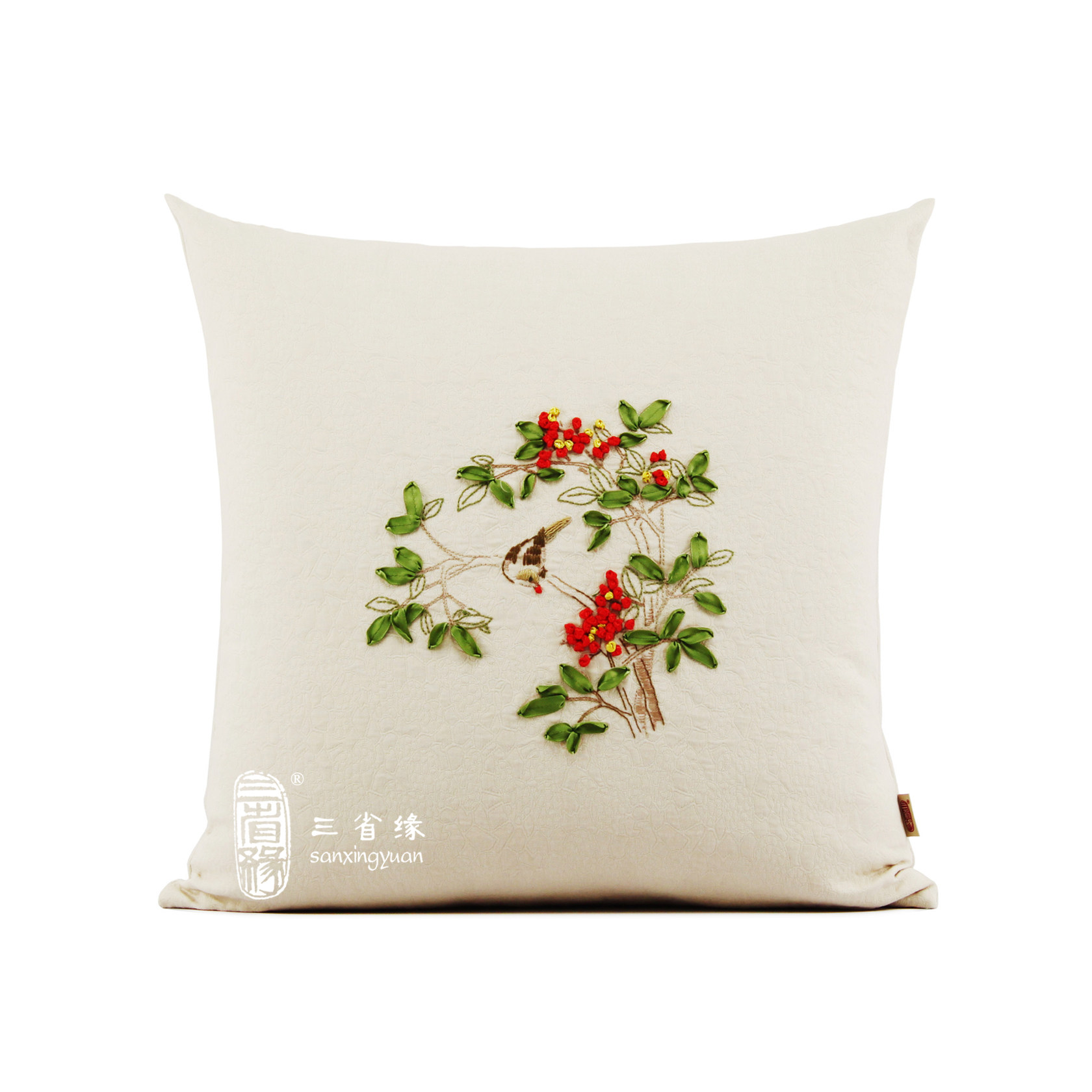 相思豆原创丝带绣抱枕靠垫居家靠包沙发大靠背套午睡枕送枕芯包邮