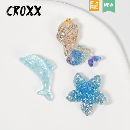 CROXX 梦人鱼炫彩洞洞鞋配饰diy装饰扣配件鞋花适配Cross/Crocs