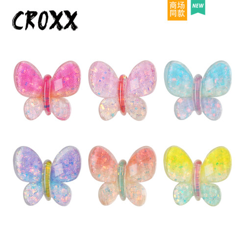 CROXX 洞洞鞋配饰装饰扣渐变蝴蝶鞋花diy配饰卡扣适配Cross/Crocs