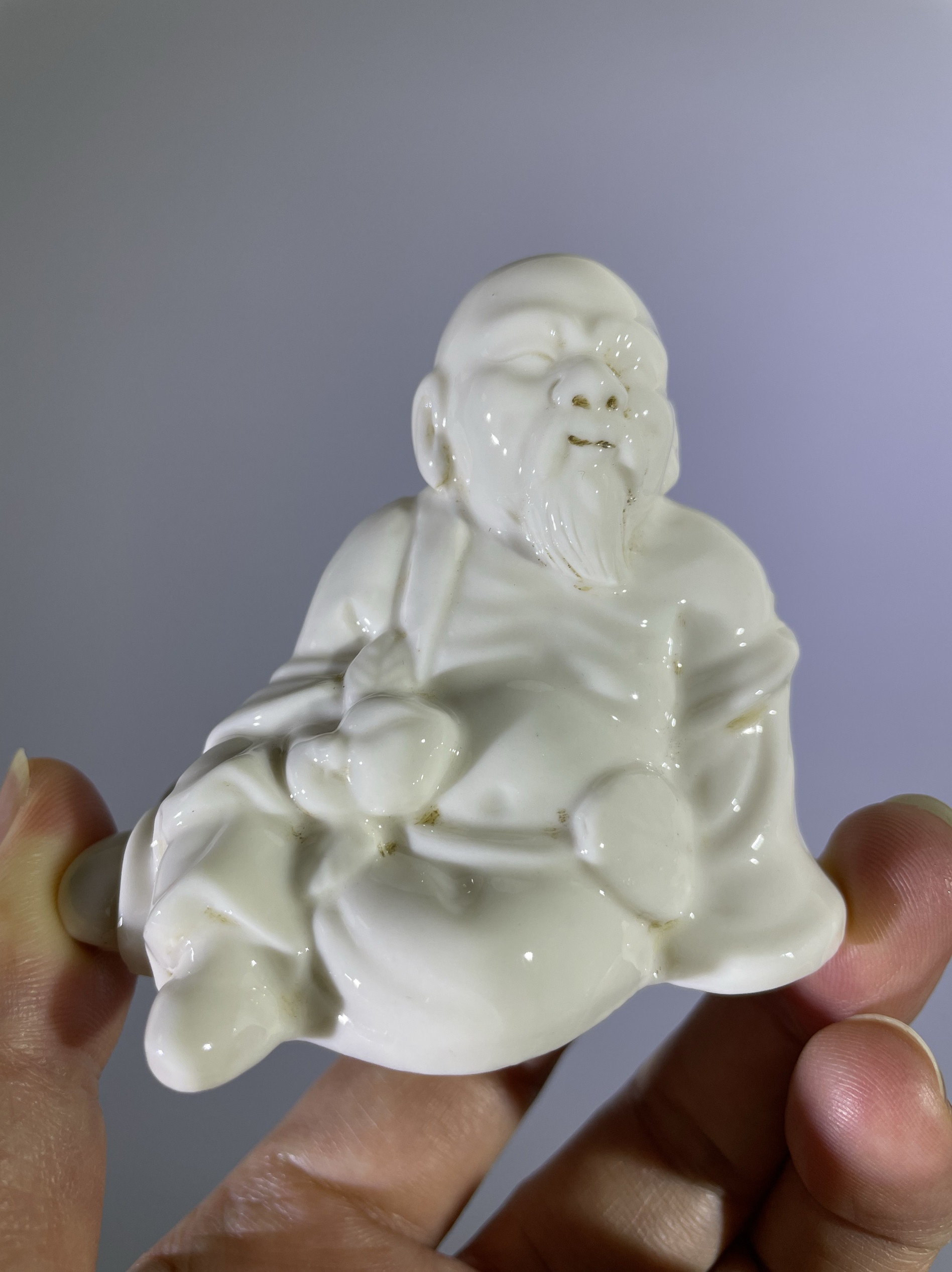 老物件 创汇时期 德化窑白釉人物水注 砚滴摆件 置物