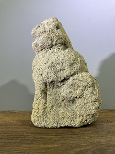 老物件 明代 沙石案头狮子摆件 置物