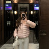 新国标90白鸭绒冬日轻薄排骨羽绒服短款 Tongse 轻暖羽绒 外套女