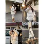 Tongse 外套女 保暖中长款 北海道羽绒服 新国标90白鸭绒冬季