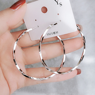 爆款 夸张大圈圈耳环女s925银针耳扣 气质耳圈2026新款 欧美耳饰时尚