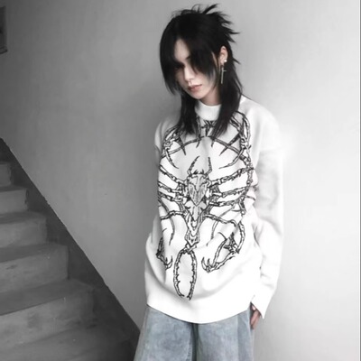 湿体WETBODY 原创小众暗黑宽松套头毛衣哥特朋克性秋冬街头上衣女