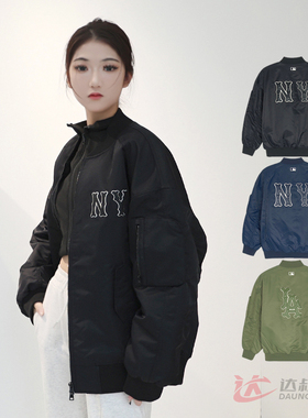 25新款MLB棒球服外套男女复古NY大标学院风休闲运动夹克3AJPB0151