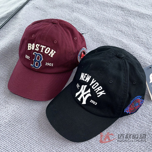 MLB棒球帽NY字母刺绣软顶鸭舌帽