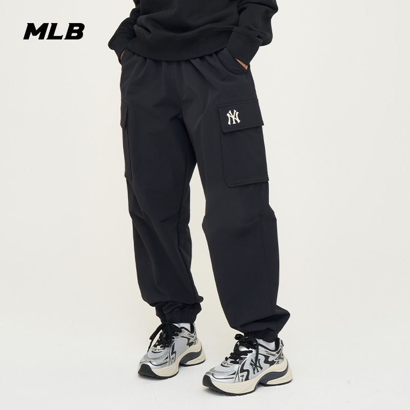 24新款MLB情侣长裤男女NY小标工装裤束脚梭织休闲运动裤3AWPB0246