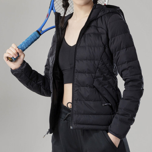 UA女连帽短款保暖防风防寒羽绒服