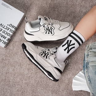 26新款MLB情侣学长鞋男女NY复古撞色厚底增高运动休闲鞋3ASXM096N