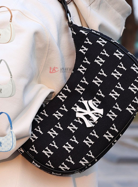 24新款MLB腋下包男女NY复古老花拎包手提包单肩休闲挎包3ABQS014N