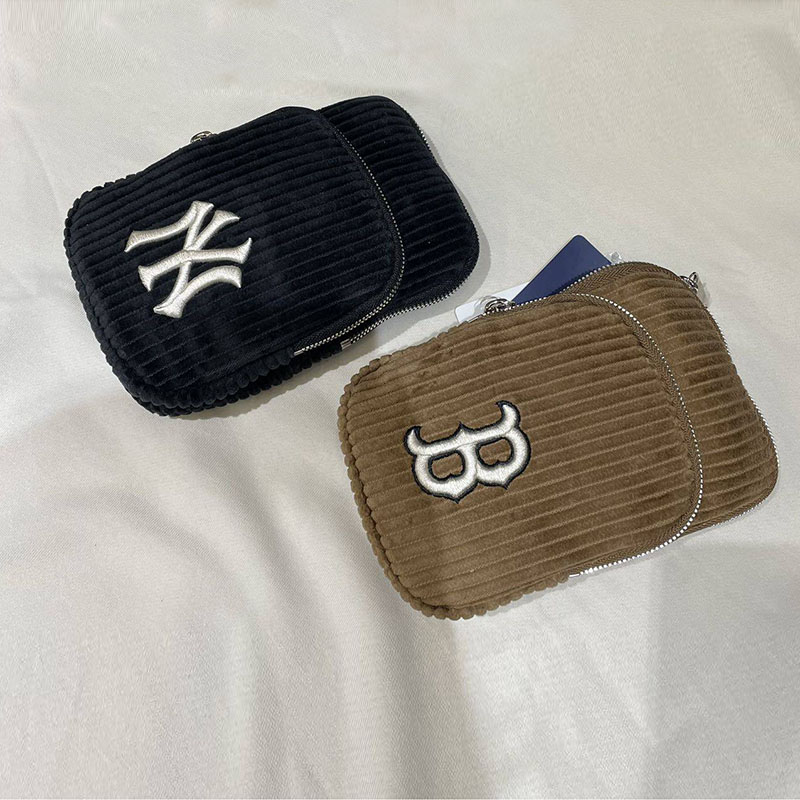 MLB男女单肩包灯芯绒情侣手机包