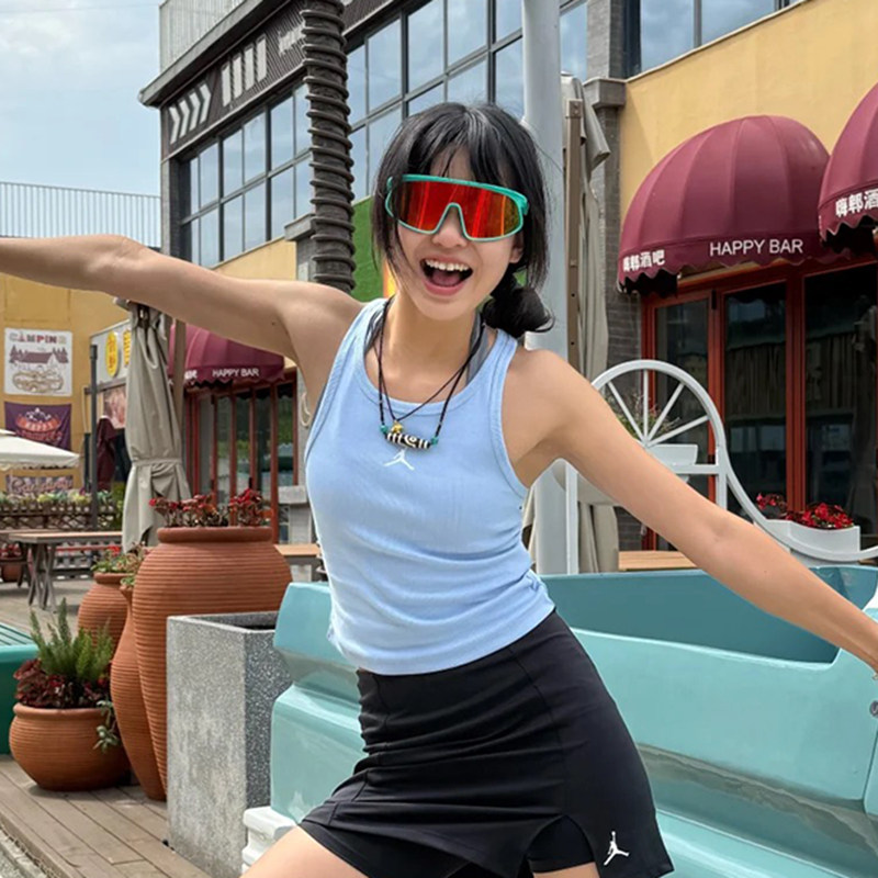 Jordan25新款Nike耐克背心女子工字美背短款无袖运动T恤HF9475