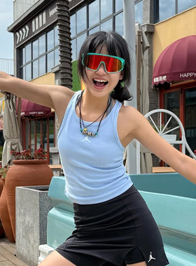 Jordan25新款Nike耐克背心女子工字美背短款无袖运动T恤HF9475