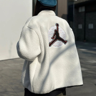 JORDAN耐克AJ外套男子乔丹飞人仿羊羔绒保暖休闲运动夹克FV4017