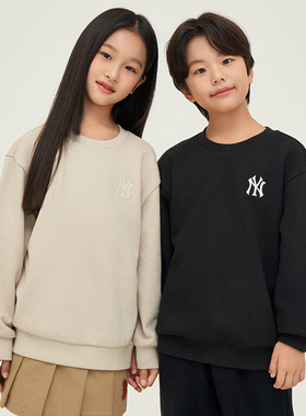 MLB儿童卫衣男女童NY字母刺绣圆领加绒休闲运动套头衫7AMTB0446
