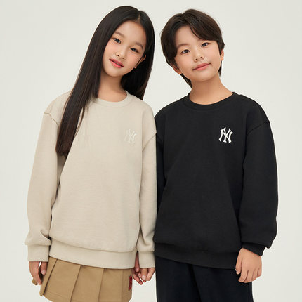 MLB儿童卫衣男女童NY字母刺绣圆领加绒休闲运动套头衫7AMTB0446