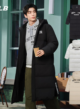 MLB男女长款连帽保暖羽绒服