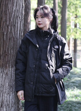25新款TheNorthFace北面冲锋衣男羽绒三合一防水鹅绒保暖外套8GJ6