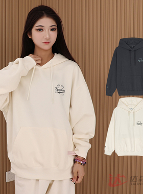 25新款MLB情侣卫衣男女NY学院风字母印花连帽运动套头衫3AHDV0551