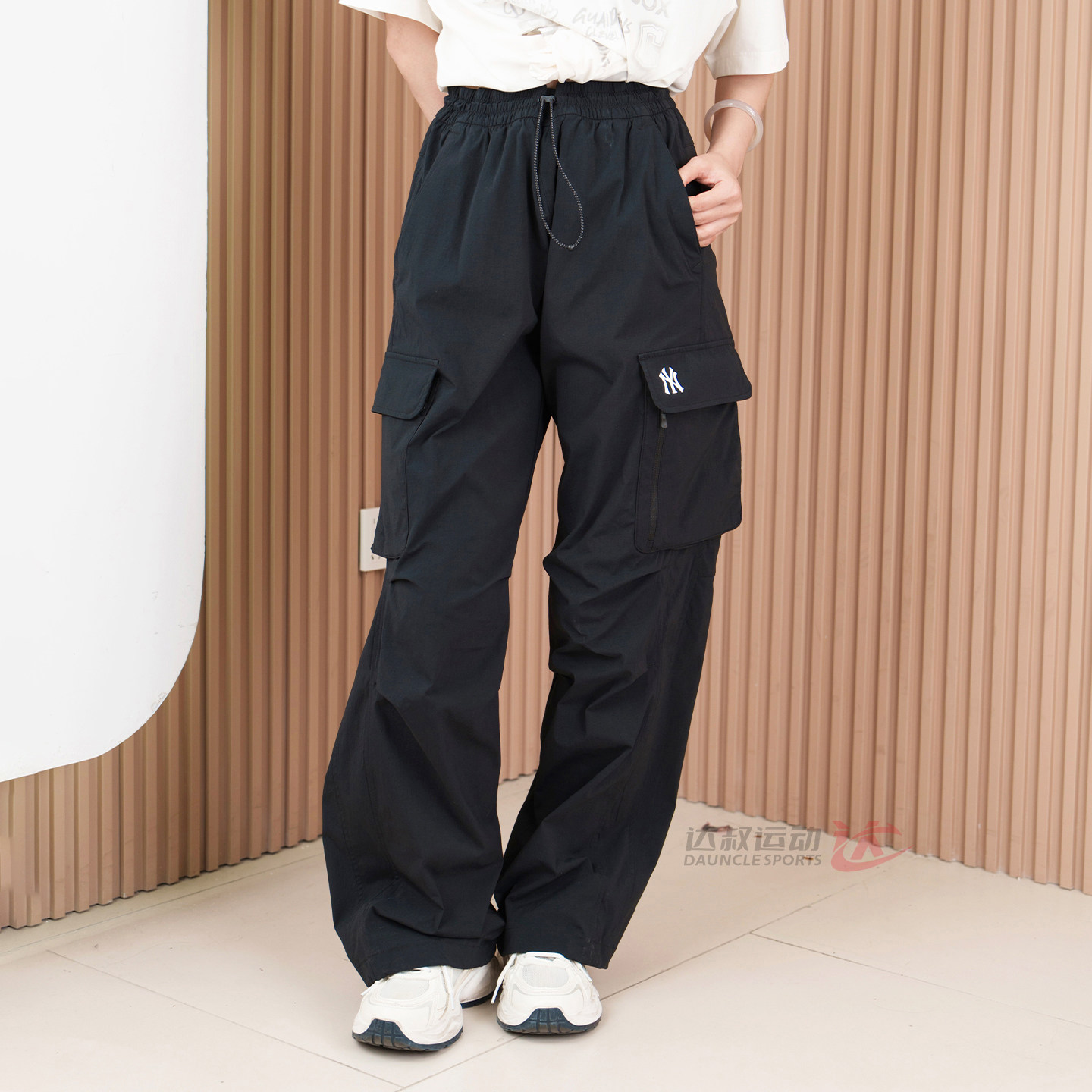 26新款MLB运动裤男女NY工装凉感阔腿裤防泼水休闲长裤3AWPB0563