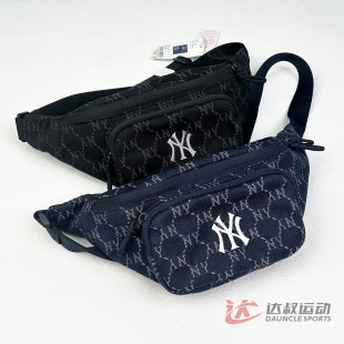 MLB情侣腰包男女NY钻石老花满印胸包斜挎包运动包3AHSMV45N 25新款