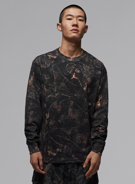 26新款Jordan耐克乔丹长袖男子扎染印花纯棉圆领休闲套头衫F3047