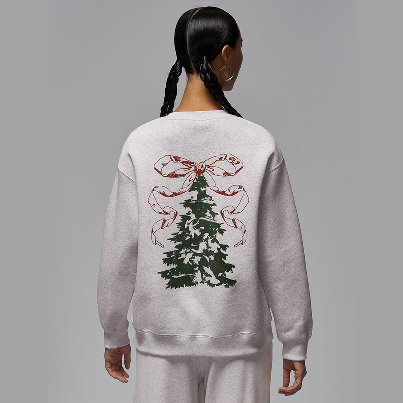 Jordan25新款Nike耐克女子卫衣圣诞树印花加绒运动套头衫IM5418