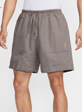 25新款Nike男子短裤Life衬里花卉刺绣亚麻梭织休闲运动裤HJ2979