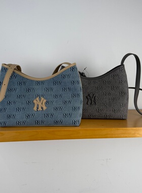 26新款MLB斜挎包男女NY复古老花托特包运动休闲单肩包3ABMMD16N