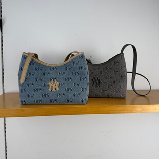 26新款MLB斜挎包男女NY复古老花托特包运动休闲单肩包3ABMMD16N