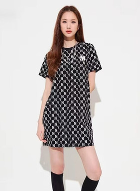 MLB复古老花NY满标女装印花运动长裙时尚舒适透气连衣裙3FOPM0133